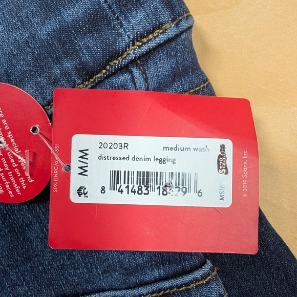 Spanx Distressed Denim Leggings Sz Med - Picture 6 of 8
